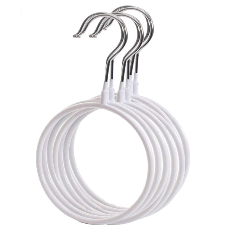 [Australia - AusPower] - Joyindecor Belt/Scarf Hangers for Closet - 8 PCS Nonslip Steel Tie Rings Holder Organizer for Neckties, Shawls Scarves, Pashminas (White) White 