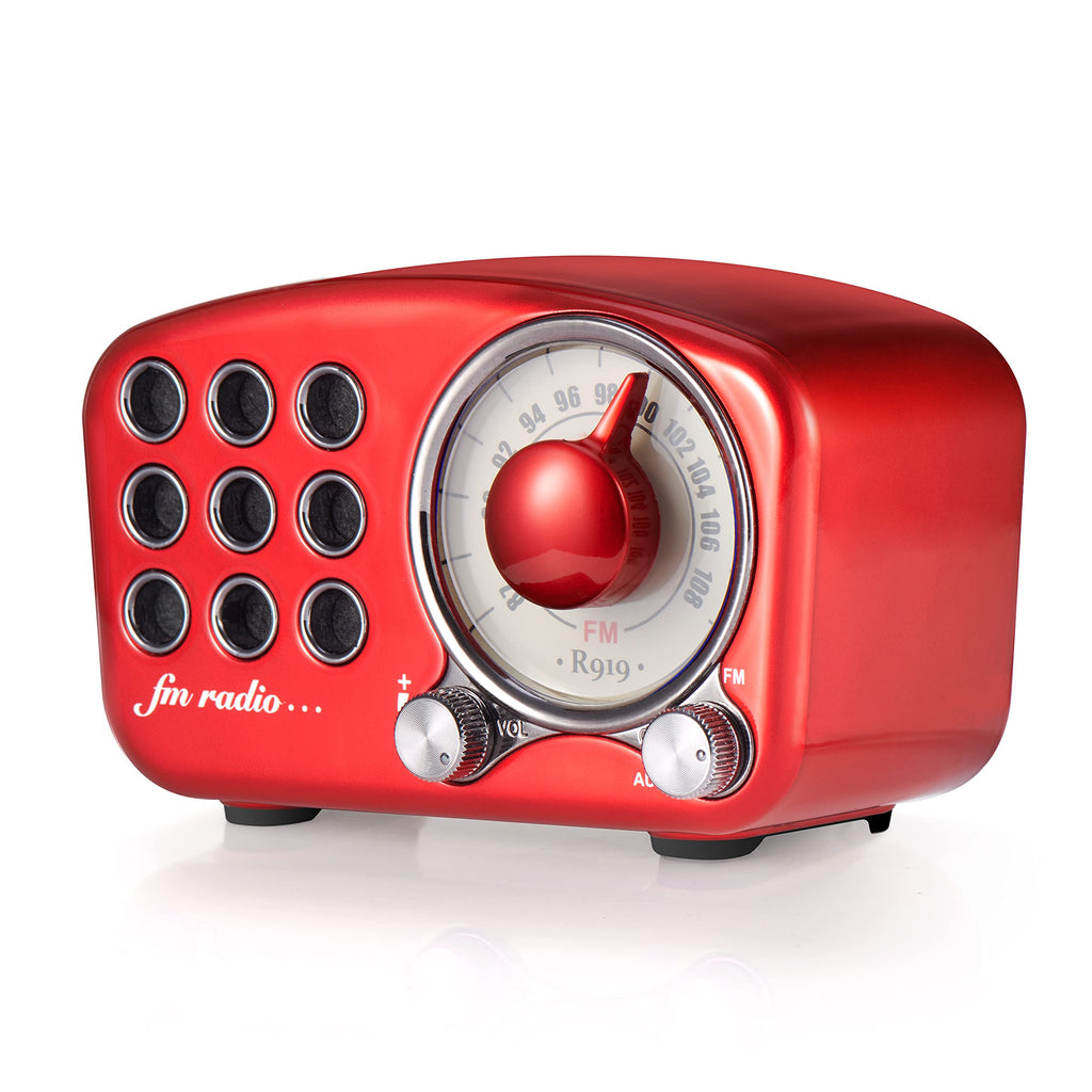 [Australia - AusPower] - Retro Bluetooth Speaker, Vintage Radio-Greadio FM Radio with Old Fashioned Classic Style, Strong Bass Enhancement, Loud Volume, Bluetooth 4.2 Wireless Connection, TF Card and MP3 Player (RED) Red 