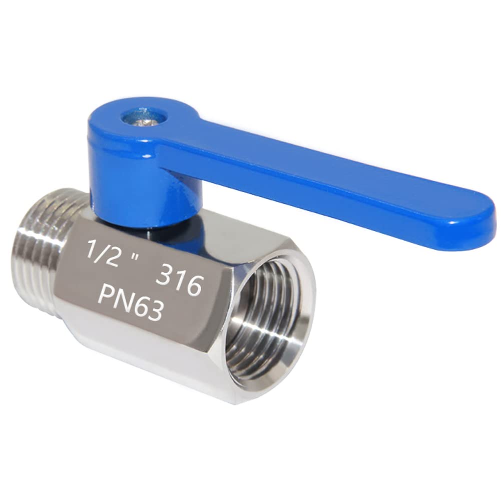 [Australia - AusPower] - Beduan Mini Ball Valve Stainless Steel(316) 1/2" NPT Male x NPT Female Shut-Off Valve 0.5 Inch Male&Female 