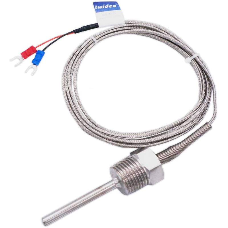 [Australia - AusPower] - Twidec/2M NPT 1/2"inch (6X50MM) Pipe Thread Temperature Sensor Probe Two Wire Temperature Controller (0~600℃) 304 Stainless Steel K Type Thermocouple MT-205-1/2 1/2" 6x50mm 