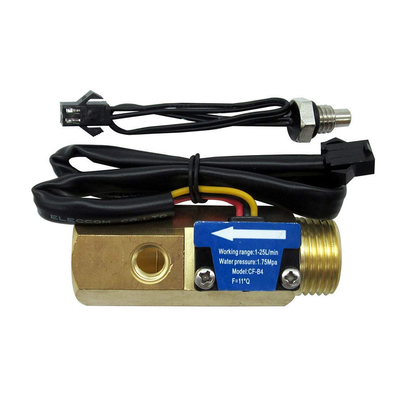 [Australia - AusPower] - DIGITEN Water Flow Sensor G1/2"Thread Female to Male, Hall Sensor Flow Meter Flowmeter Counter with Temperature Sensor 1-25L/min 
