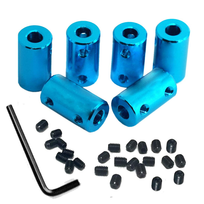 [Australia - AusPower] - 6Pack Treehobby Aluminium Alloy Shaft Coupling Rigid Stepper Motor Wheel Coupler Joint Connector for DIY Car Boat Airplane 3D Printers, 5mm to 8mm 