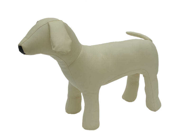 [Australia - AusPower] - Lovelonglong PU Leather Dog Mannequins Standing Models to Display for Dog Clothing Pet Shop Beige/Black M (Small Dog) 10inch Back, 15inch Chest 