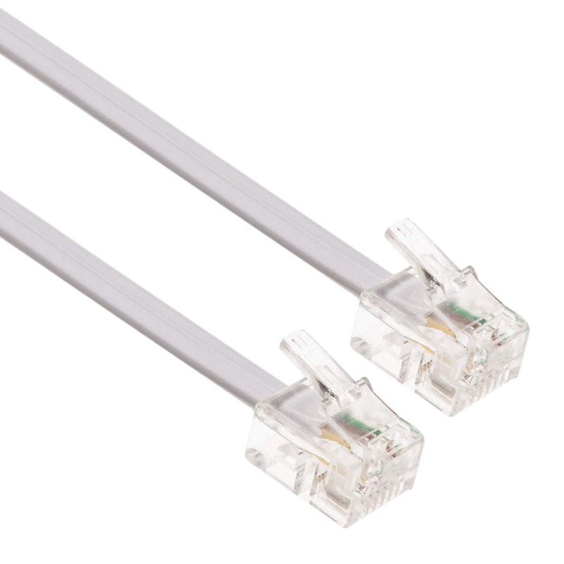 [Australia - AusPower] - RJ11 Cable ADSL 10ft Extension Lead Phone Cord Telephone Plug High Speed Xfinity Internet Broadband Male to Male Router and Modem to RJ11 Phone Socket, Microfilter, Landline Wire (White) 10 Feet 