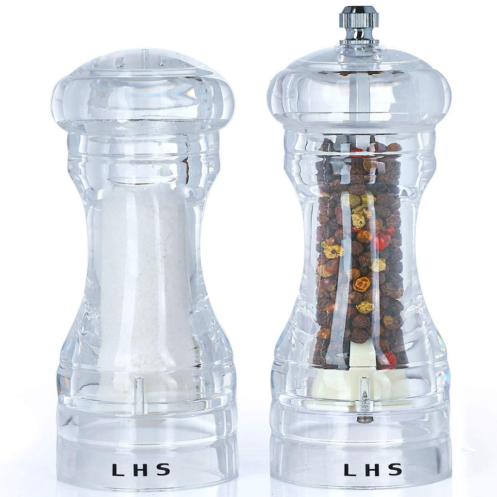 [Australia - AusPower] - LHS Pepper Mill and Salt Shaker Set of 2 Salt and Pepper Mill Shaker with Adjustable Coarseness-Clear 