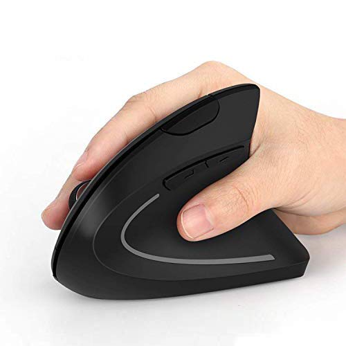 [Australia - AusPower] - Ergonomic Mouse, Vertical Wireless Mouse, Acedada Rechargeable Optical Ergo Mice, 800 / 1200 /1600 DPI, 5 Buttons for Laptop, Desktop, PC, MacBook - Black Right-Handed Rechargeable Ergonomic Mouse 