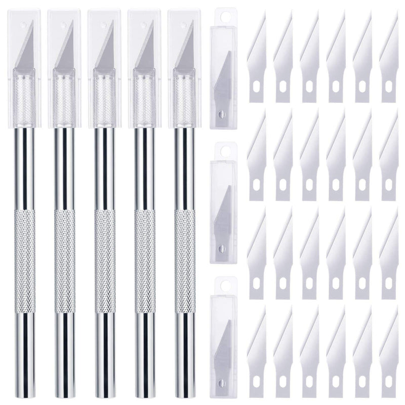 [Australia - AusPower] - 135 Pcs Craft Knife, Cridoz 135Pcs Precision Knife kit Includes 5 Upgrade Hobby Knife with 130Pcs Spare Hobby Blades for Art Craft Scrapbooking Supplies Caving Stencil 
