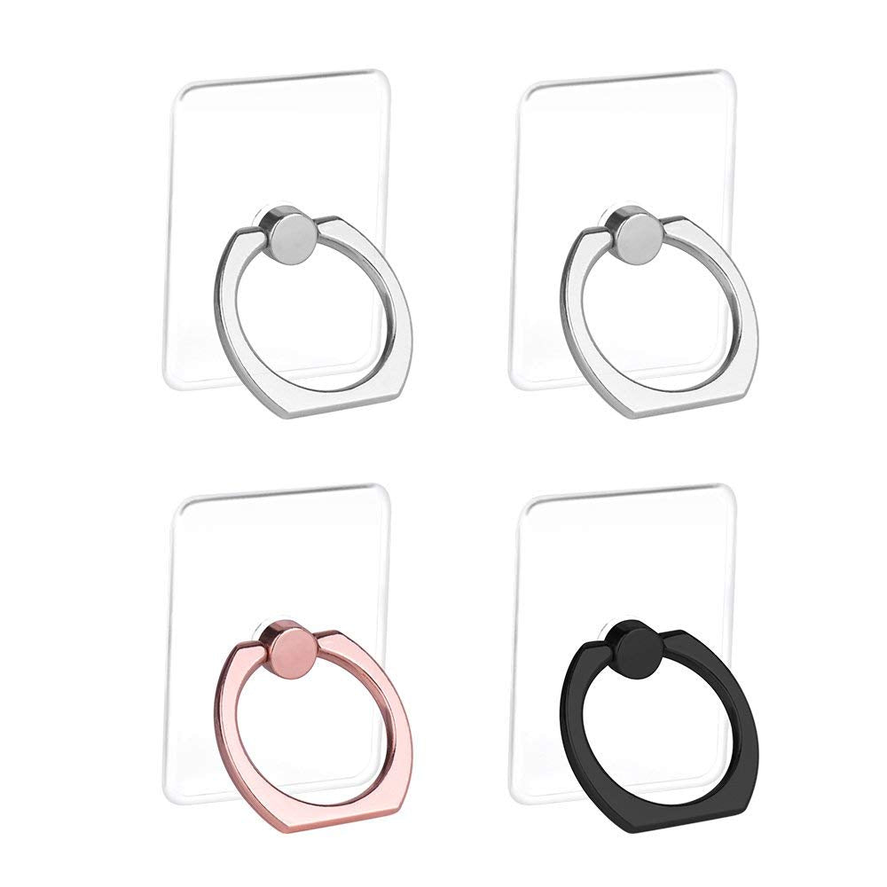 [Australia - AusPower] - Cell Phone Ring Holder Stand, Transparent Phone Ring Holder 360° Rotation Finger Ring Grip Phone Ring Stand (2Silver+1Black+1Rose Gold) 