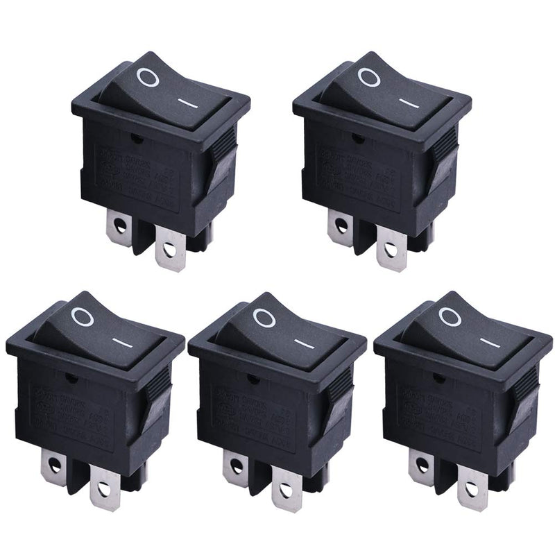[Australia - AusPower] - mxuteuk 5pcs Snap-in DPST Rocker Switch Toggle Power ON-Off Switch 4 Pin AC 250V 6A 125V 10A, Use for Car Auto Boat Household Appliances MXU1-4-201 4 Pin Black ON-OFF 