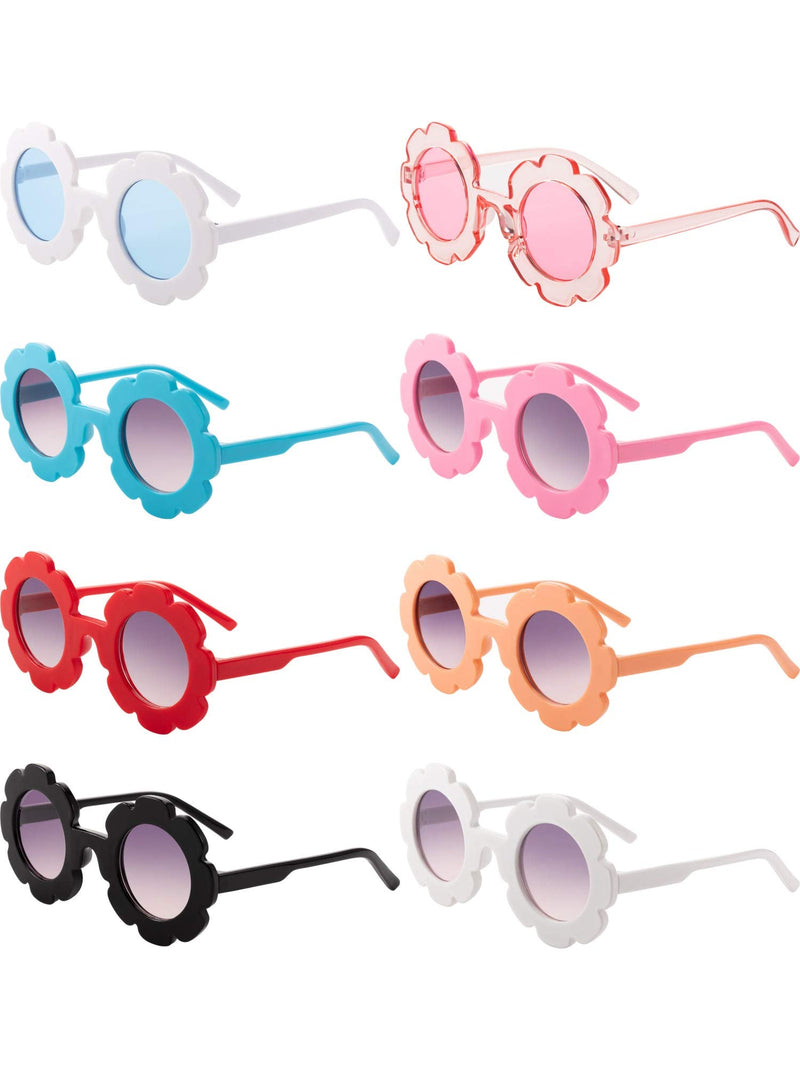 [Australia - AusPower] - 8 Pieces Kids Flower Sunglasses Cute Round Baby Glasses Toddler Flower Shaped Glasses for Boys Girls Kids Party Accessories 