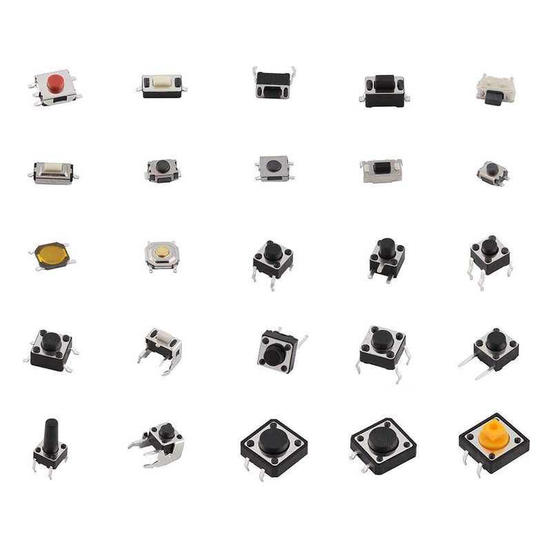 [Australia - AusPower] - 25 Values Tactile Push Button Switch, Yetaida 125Pcs SMD DIP 4 pin/3 pin/2 pin Micro Momentary Tact Switch Assortment Kit 