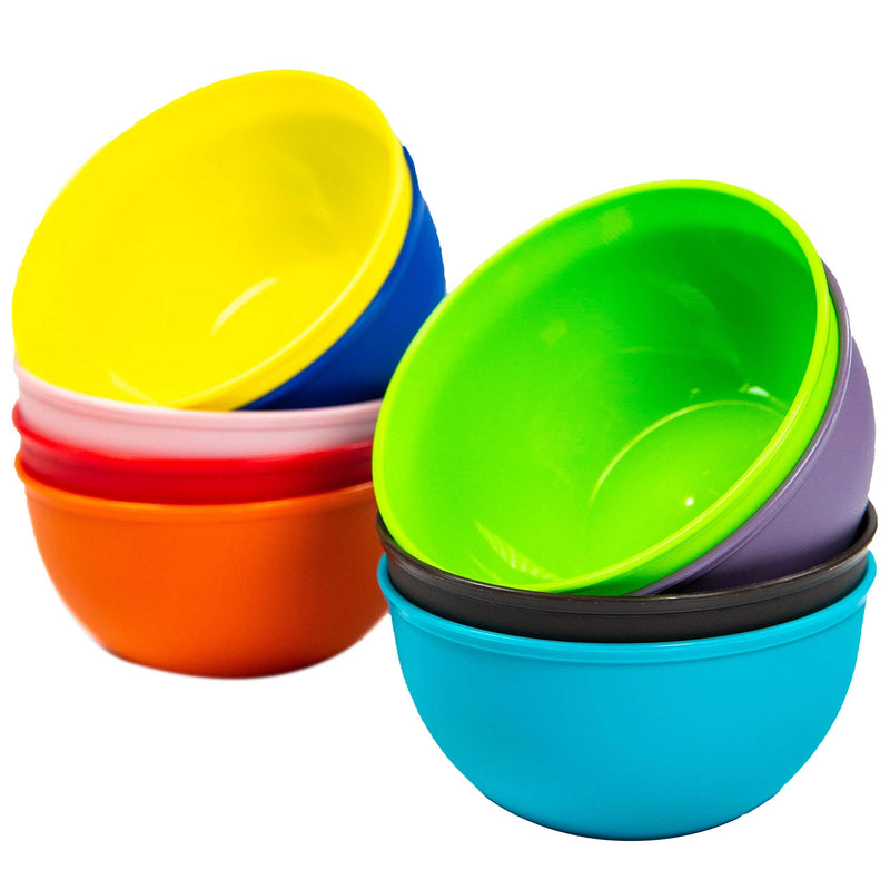 [Australia - AusPower] - Youngever 9 Pack 10 Ounce Plastic Bowls, Kids Plastic Bowls, Set of 9 (9 Rainbow Colors) 9 Rainbow Colors 