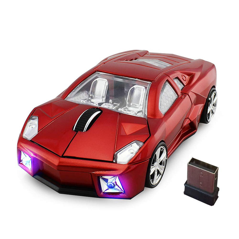 [Australia - AusPower] - jinfili 2.4GHz Sports Car Wireless Mouse Optical Cool 1600DPI 3D USB Wireless Gaming Mice for Pc Laptop Windows 10 Red 