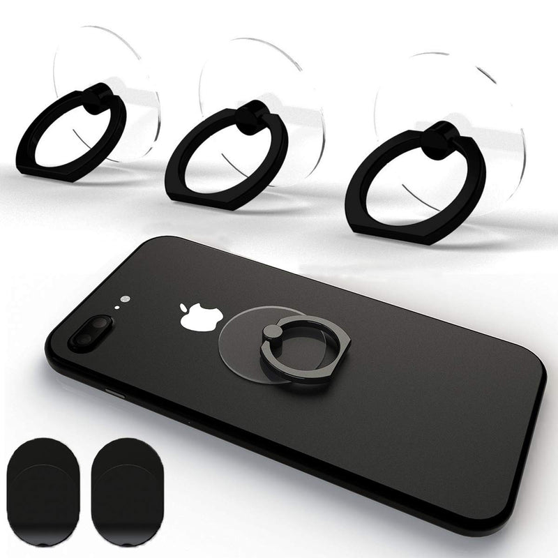 [Australia - AusPower] - Attom Tech Transparent Phone Ring Holder Grip 360 Degree Free Rotation, Clear Cell Phone Finger Ring Kick-Stand Compatible with iPhone X 8 7 Plus 6S 6 5s 5 SE, Galaxy S9 S8 S7 S6 Edge (Black) 