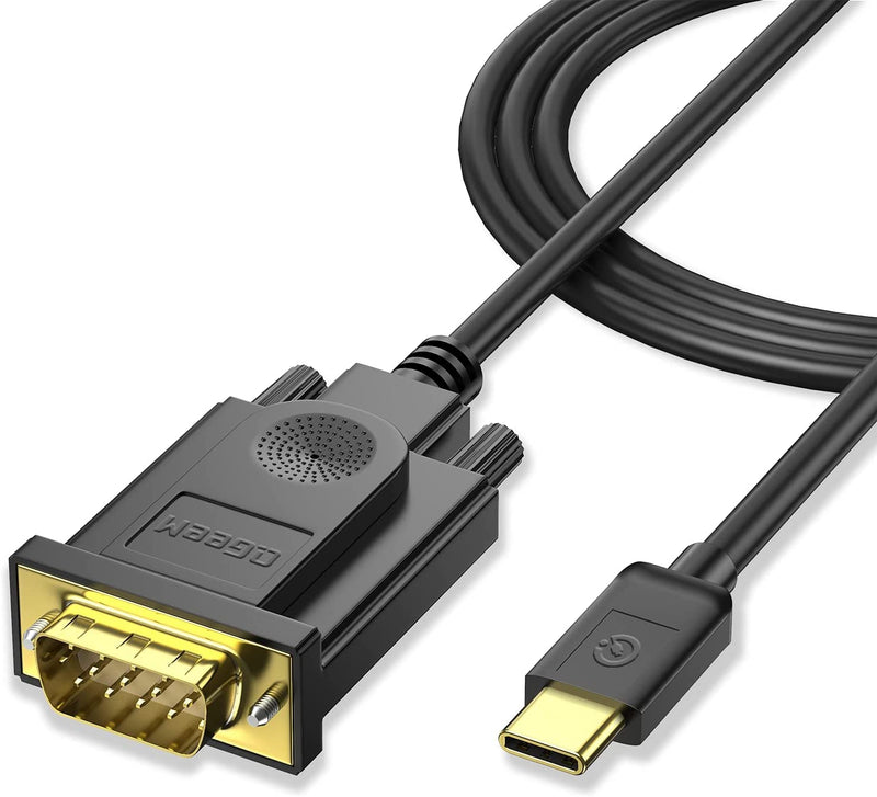 [Australia - AusPower] - USB C to VGA Cable Adapter QGeeM Sturdy Type C to VGA Cable [Thunderbolt 3] Compatible with MacBook Pro,Dell XPS 13/15,Surface Book 2,HP Spectre x360,Lenovo Yoga 910 & More,VGA to USB C(6ft) 1.8M 