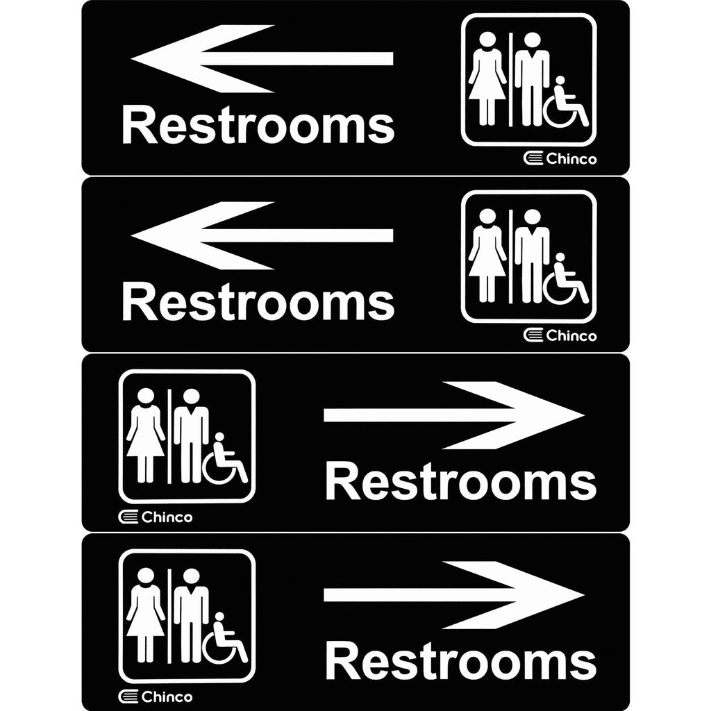 [Australia - AusPower] - 4 Pieces Acrylic Plastic Restrooms Sign Restroom Directional Sign Men Women Wheelchair Restroom Sign with Arrow for Office Restaurants Hotels Supermarket Supplies, 9 by 3 Inch (Left and Right Arrow) 