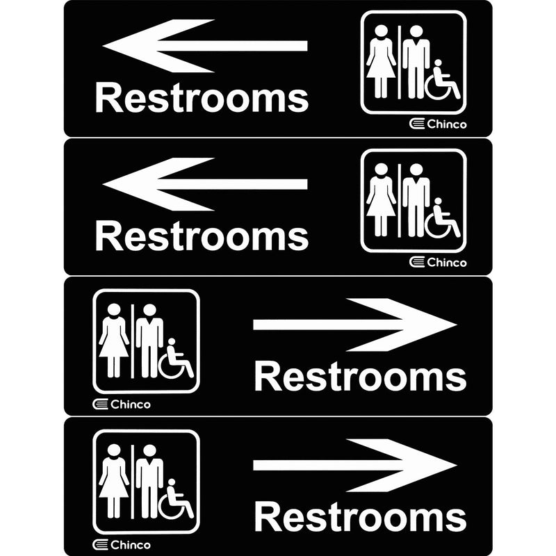 [Australia - AusPower] - 4 Pieces Acrylic Plastic Restrooms Sign Restroom Directional Sign Men Women Wheelchair Restroom Sign with Arrow for Office Restaurants Hotels Supermarket Supplies, 9 by 3 Inch (Left and Right Arrow) 
