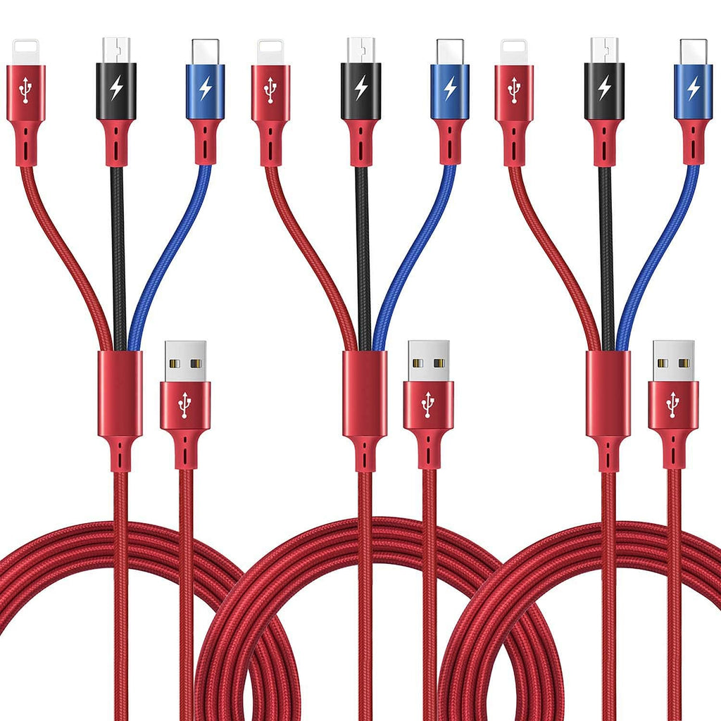 [Australia - AusPower] - 3Pack Multi USB Charging Cable 3A, ASICEN 5Ft 3-in-1 Nylon Braided Charger Cord for Phone/Type C/Micro USB Port Compatible with Cell Phones 11/Xs/X/8/7/6/Samsung Galaxy/Huawei/LG/HTC/OnePlus/Tablets 