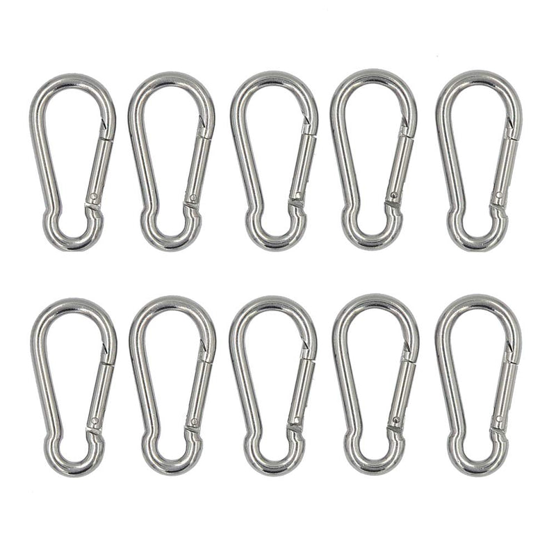 [Australia - AusPower] - DGOL 10pcs M5 304 Stainless Steel Carabiner Snap Spring Hook Outdoor D Ring Chain Quick Link Lock Fastner Size 2 inch x 1 inch 