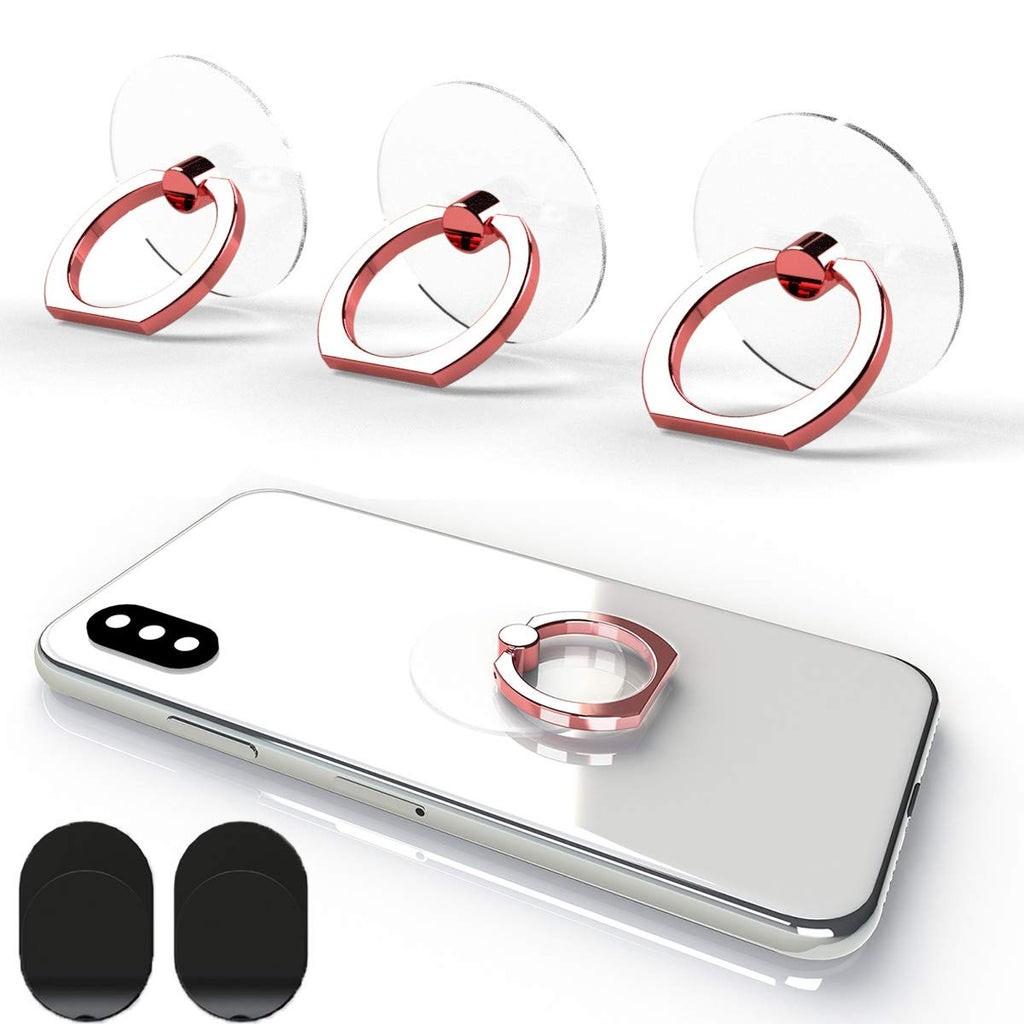 [Australia - AusPower] - Attom Tech Transparent Phone Ring Holder Grip 360 Degree Free Rotation, Clear Cell Phone Finger Ring Kick-Stand Compatible with iPhone X 8 7 Plus 6S 6 5s 5 SE, Galaxy S9 S8 S7 S6 Edge (Rose Gold) 