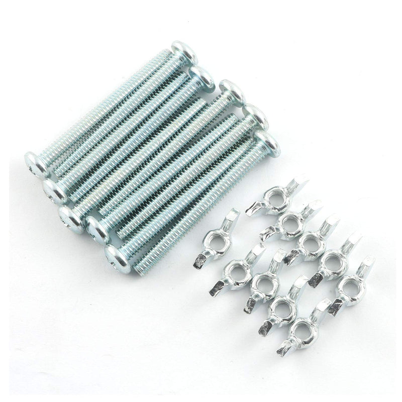 [Australia - AusPower] - RuiLing 10 Sets Screw Bolts with Wing Nut Kit Zinc Plated Carbon Steel Mounting Hardware Fitting Fastenings- 10pcs 1/4"-20 Hand Tighten Wing Nuts + 10pcs 1/4"-20 x 2-1/2" Phillips Head Screw Bolt 