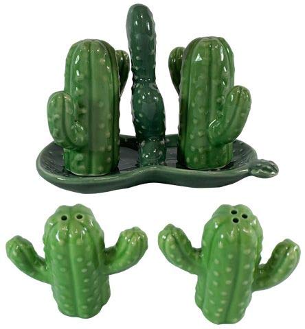[Australia - AusPower] - Cactus Succulent Desert Salt and Pepper Spice Shaker Set with Decorative Holder 