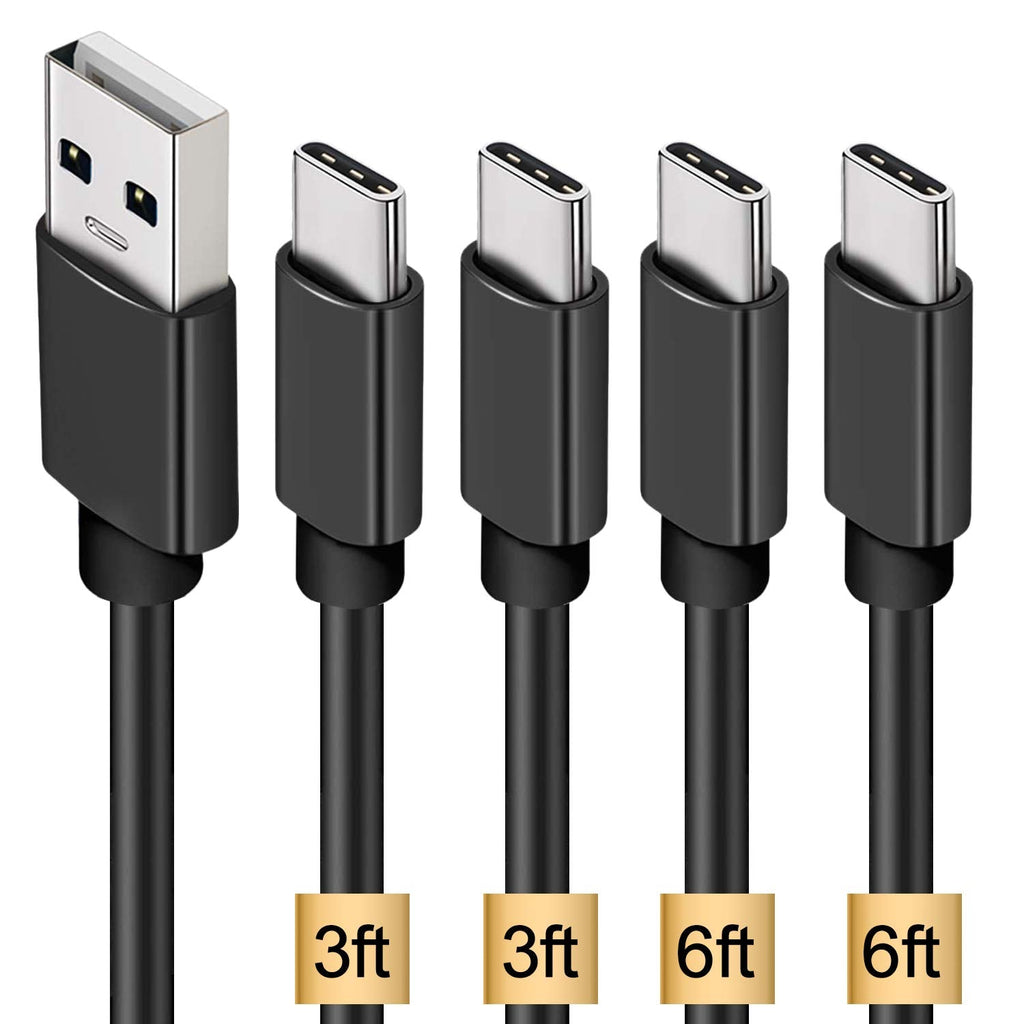 [Australia - AusPower] - USB C Cable, 4 Pack (3.3X2+6.6X2ft) Type C Charger Cord Premium USB Cable, USB A to Charging USB C 2.0 for Samsung Galaxy S8 S9 S10 / Note 8 / LG Google Pixel Moto etc Black 