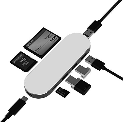 [Australia - AusPower] - USB C Hub Multiport Adapter,ANEED 7 in 1 with 3 USB 3.0 Ports,PD Type C Charging Port,CF Card Reader,SD/TF Card Reader,Compatible for MacBook Pro, Chromebook, XPS, Nintendo Switch and More 