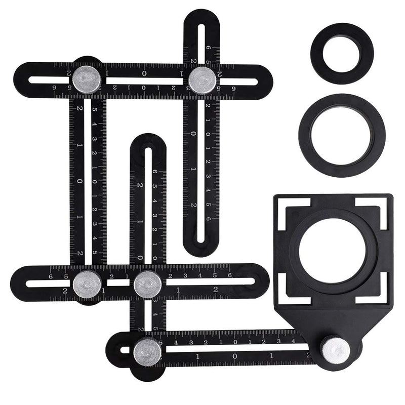 [Australia - AusPower] - Aluminum alloy multi-function six-fold ruler angle finder universal angler ruler metal Drill Guide Locator Tile Opening Hole angle template tool angle copier for Builders, Craftsmen, Carpenters 