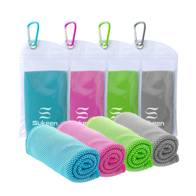 [Australia - AusPower] - [4 Pack] Cooling Towel (40"x12"),Ice Towel,Soft Breathable Chilly Towel,Microfiber Towel for Yoga,Sport,Running,Gym,Workout,Camping,Fitness,Workout & More Activities 