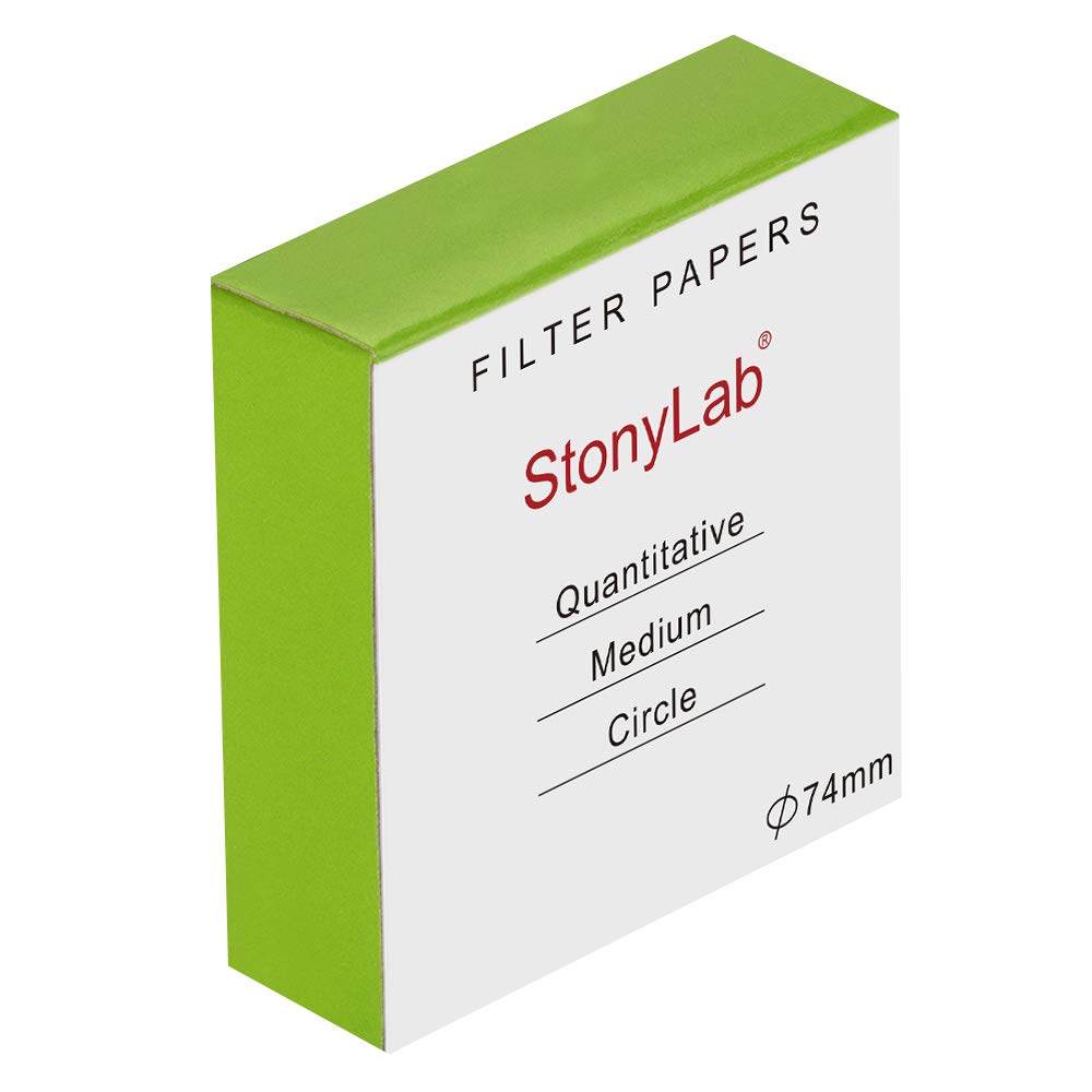 [Australia - AusPower] - StonyLab Quantitative Filter Paper Circles, 75mm Diameter Cellulose Filter Paper with 20 Micron Particle Retention Medium Filtration Speed, Pack of 100 74 mm Diameter 