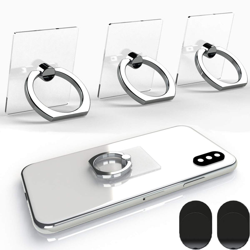 [Australia - AusPower] - Attom Tech Transparent Phone Ring Holder Grip 360 Degree Free Rotation, Clear Cell Phone Finger Ring Kick-Stand for - for iPhone X 8 7 Plus 6S 6 5s 5 SE, Galaxy S9 S8 S7 S6 Edge, Note 8 5 4(Silver) Silver 