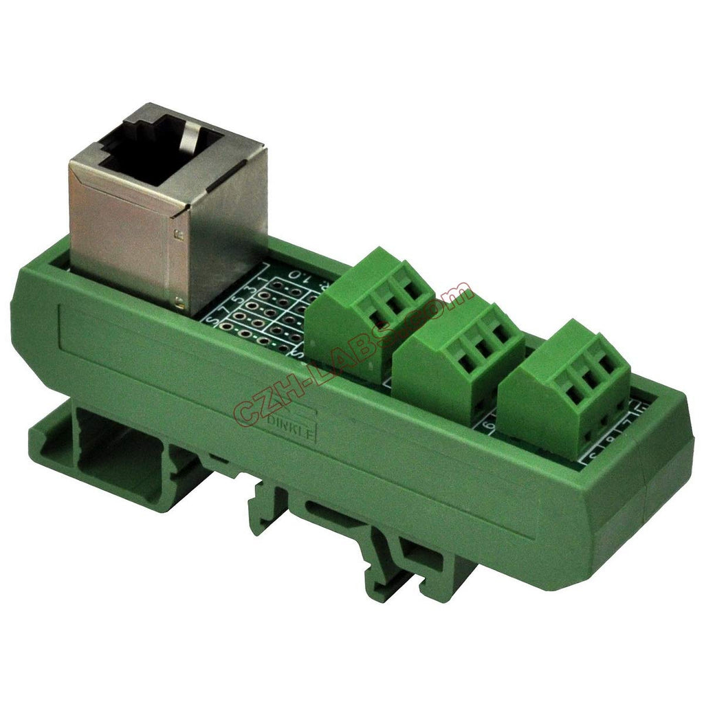 [Australia - AusPower] - Electronics-Salon Slim DIN Rail Mount RJ45 8P8C Breakout Board Interface Module. 