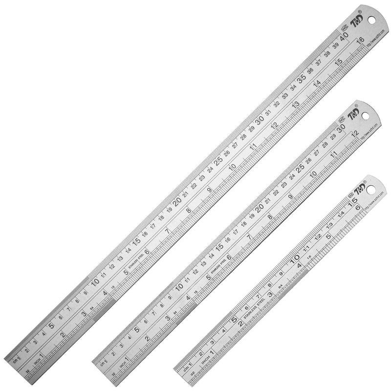 [Australia - AusPower] - Ruler Metal Straight Edge Ruler Stainless Steel Ruler 6 Inch 12 Inch 16 Inch Ruler Set Rulers Bulk Set of 3 
