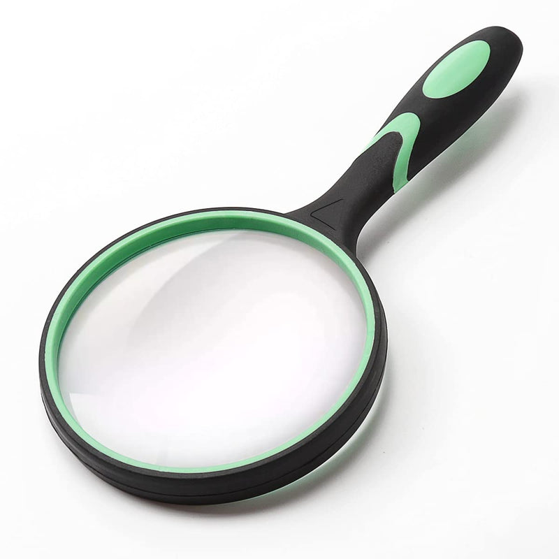 [Australia - AusPower] - Large Magnifying Glass 10X Handheld Reading Magnifier for Seniors & Kids - 100MM 4INCHES Real Glass Magnifying Lens for Book Newspaper Reading, Insect and Hobby Observation, Classroom Science (GREEN) 