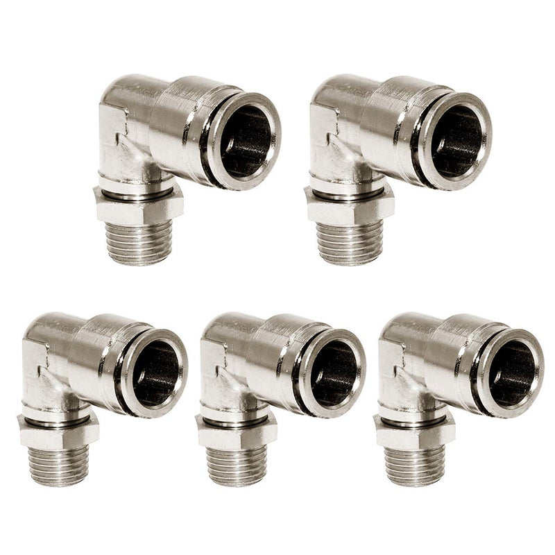 [Australia - AusPower] - Beduan Brass BPL Push to Connect Air Fittings Elbow 3/8" Tube OD x 1/4" NPT Male 90° Degree Adapter (Pack of 5) 3/8"Tube OD-1/4"NPT 