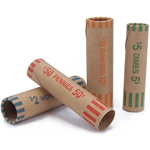 [Australia - AusPower] - L LIKED 128 Assorted Preformed Coin Wrappers Rolls - Quarters, Pennies, Nickels and Dimes (128 Assorted) 
