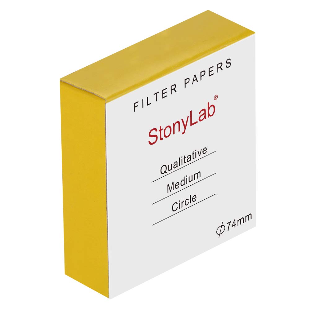 [Australia - AusPower] - StonyLab Qualitative Filter Paper Circles, 74mm Diameter Cellulose Filter Paper with 20 Micron Particle Retention Medium Filtration Speed, Pack of 100 74 mm Diameter 