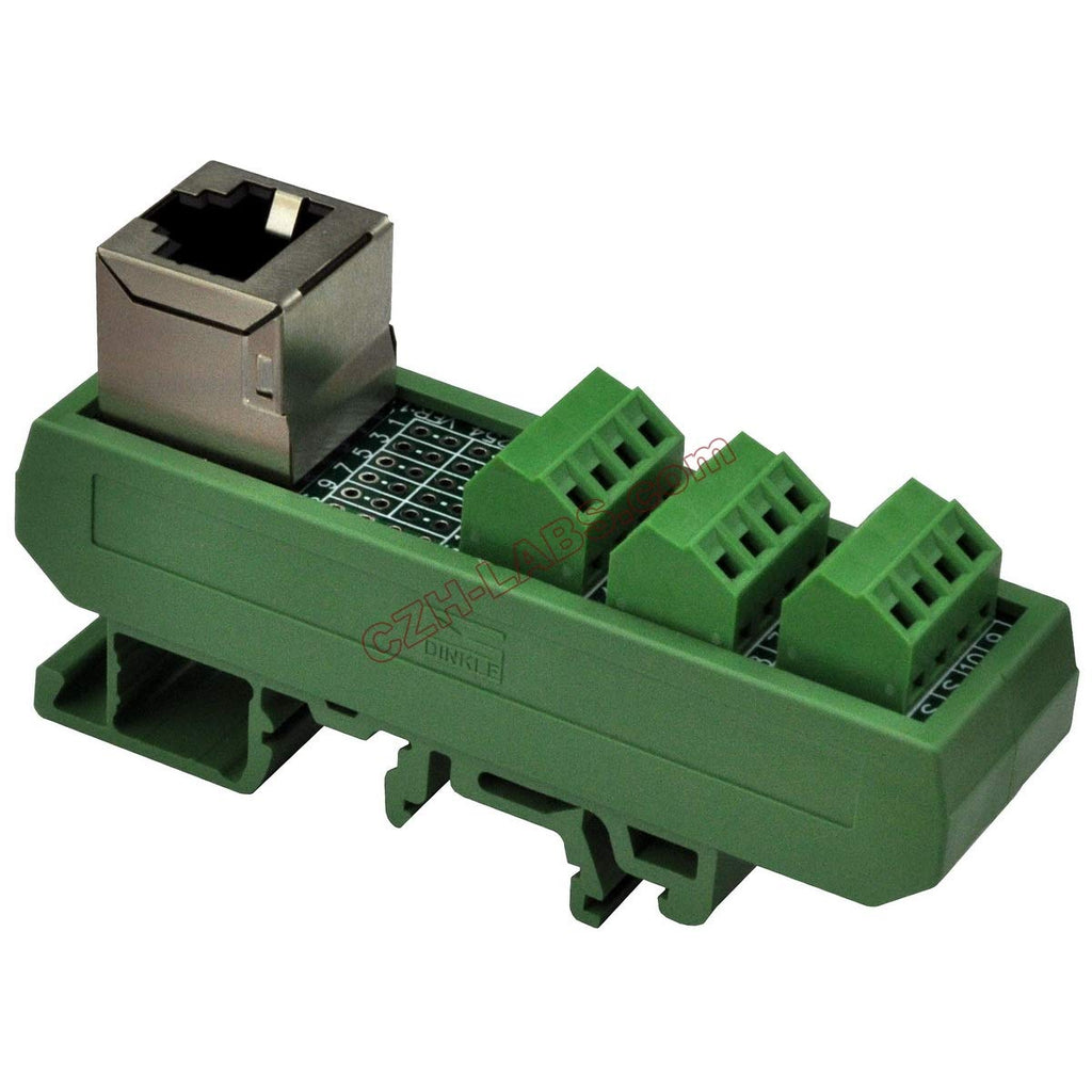 [Australia - AusPower] - Electronics-Salon Slim DIN Rail Mount RJ50 10P10C Breakout Board Interface Module. 