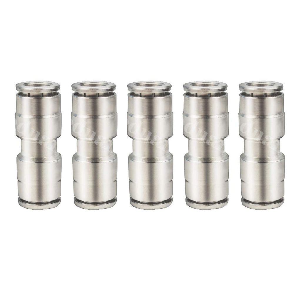 [Australia - AusPower] - Beduan Push to Connect Fitting 1/4" OD Nickel-Plated Copper Pneumatic Air Fitting Straight Union Tube Connector ( Pack of 5) 0.25 Inch 