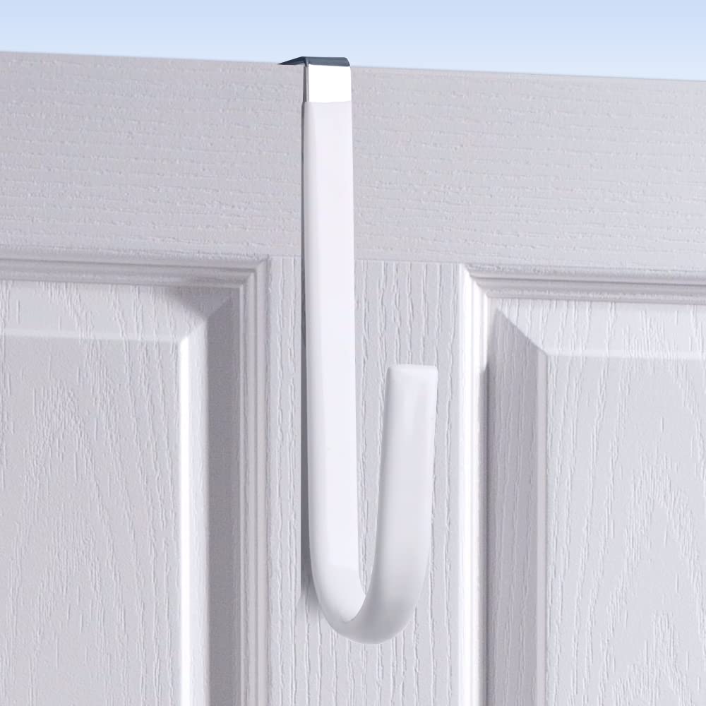 [Australia - AusPower] - Over Door Hook White - 4Pack Soft Rubber Surface Design to Prevent Article Scratches,Single Door Hook for Bathroom,Kitchen,Bedroom,Cubicle,Shower Room Hanging Towel,Clothes,Pants,Shoe Bag,Coat 