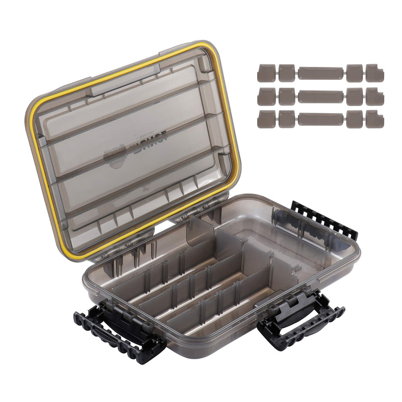 [Australia - AusPower] - RUNCL Fishing Tackle Box, Waterproof Airtight Stowaway, 3600/3700 Tray Tackle Box with Adjustable Dividers, Sun Protection, Thicker Frame, Fishing Storage Lure Box for Freshwater Saltwater Waterproof Box 1 Pack (Size: 10.65"x7.1"x1.89") 