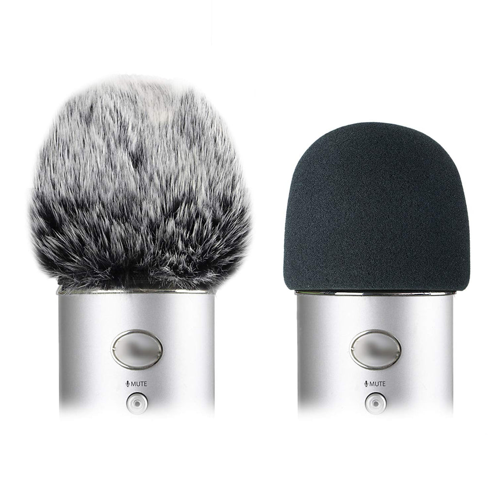 [Australia - AusPower] - Foam Microphone Windscreen with Furry Windscreen Muff - Mic Wind Cover Pop Filter for Blue Yeti, Blue Yeti Pro USB Microphone (2 Pack) A - FoamFurKit 