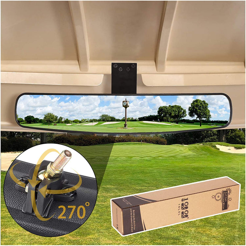 [Australia - AusPower] - 10L0L Universal Adjustable Golf Cart Rear View Mirror, Rotatable Safe 270 Rotation 16.5" Extra Wide Rear View Convex Golf Cart Mirror for EZ Go, Club Car, Yamaha 