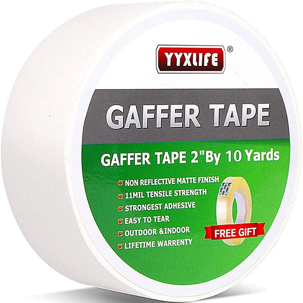 [Australia - AusPower] - Premium Grade Gaffers Tape, Heavy Duty Non-Reflective Matte No Residue Gaff Main Stage Tape,Electrical Tape,Duct Tape for Photographers,Waterproof Gaffer Tape,2 Inch X 10 Yards, White 2 Inch X 10 Yards 
