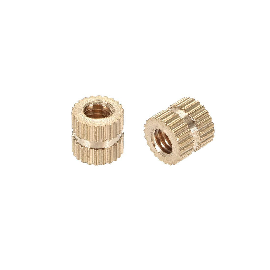 [Australia - AusPower] - uxcell Knurled Insert Nuts, M4 x 6mm(L) x 6mm(OD) Female Thread Brass Embedment Assortment Kit, 100 Pcs 