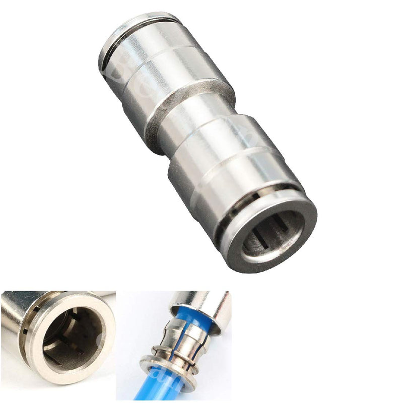 [Australia - AusPower] - Beduan Push to Connect Fitting 3/8" OD Nickel-Plated Copper Pneumatic Air Fitting Straight Union Tube Connector 3/8 Inch 1 