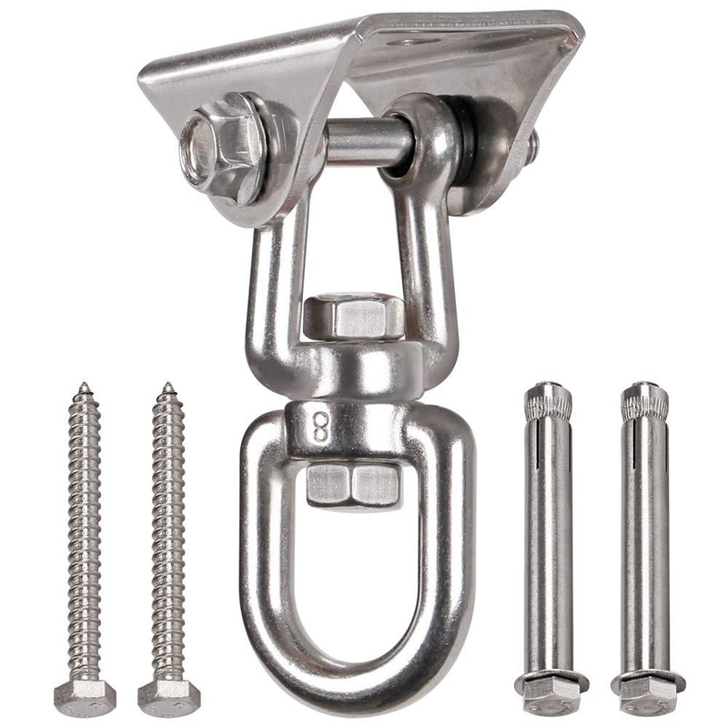 [Australia - AusPower] - WAREMAID Heavy Duty 360° Swivel Swing Hanger, Stainless Steel Swing Hook for Ceiling Wooden Porch Swing Hanging kit Playground Gym Rope Boxing Bag Hammock Chair Yoga Swing Mount 1000 lb Capacity 