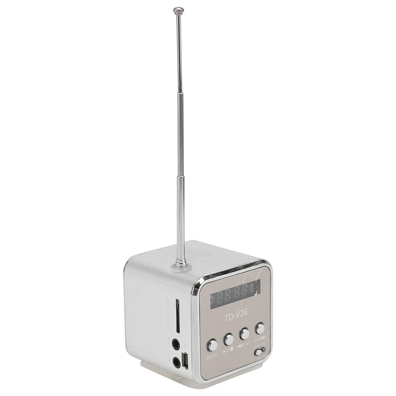 [Australia - AusPower] - Mini Digital Portable Music MP3/4 Player Micro SD/TF USB Disk Speaker FM Radio (Silver) 