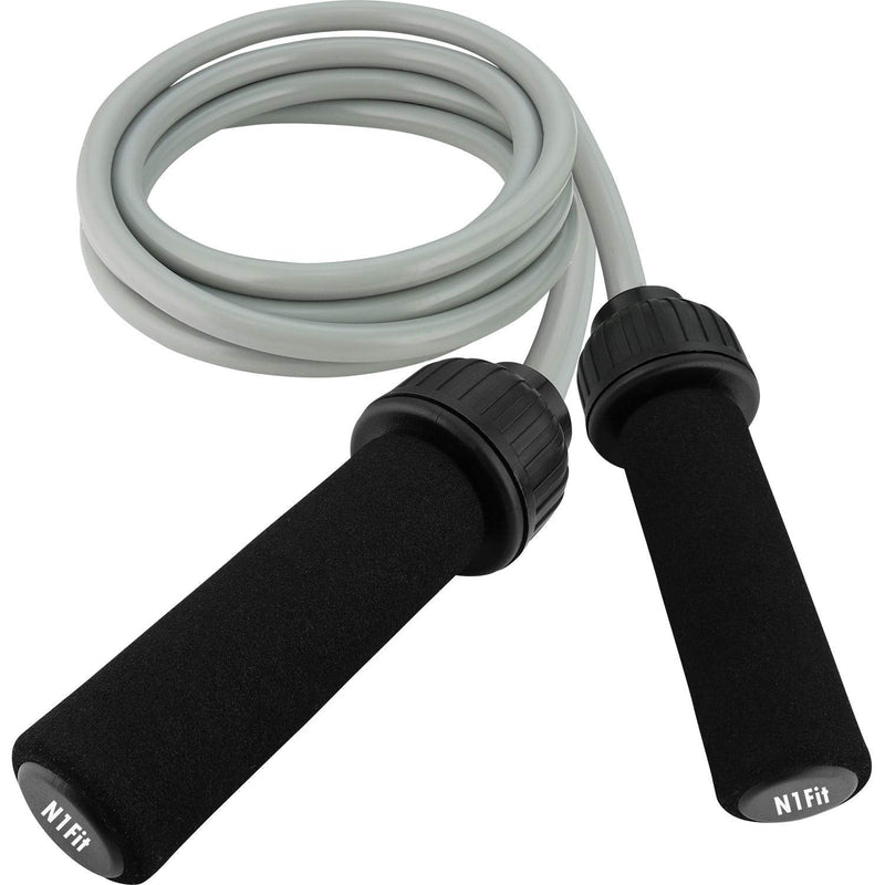 [Australia - AusPower] - Weighted Jump Rope - (1LB) Solid PVC for Crossfit and Boxing - Heavy Jump Rope with Memory Non-Slip Cushioned Foam Grip Handles for Fitness Workouts Endurance and Strength Training 